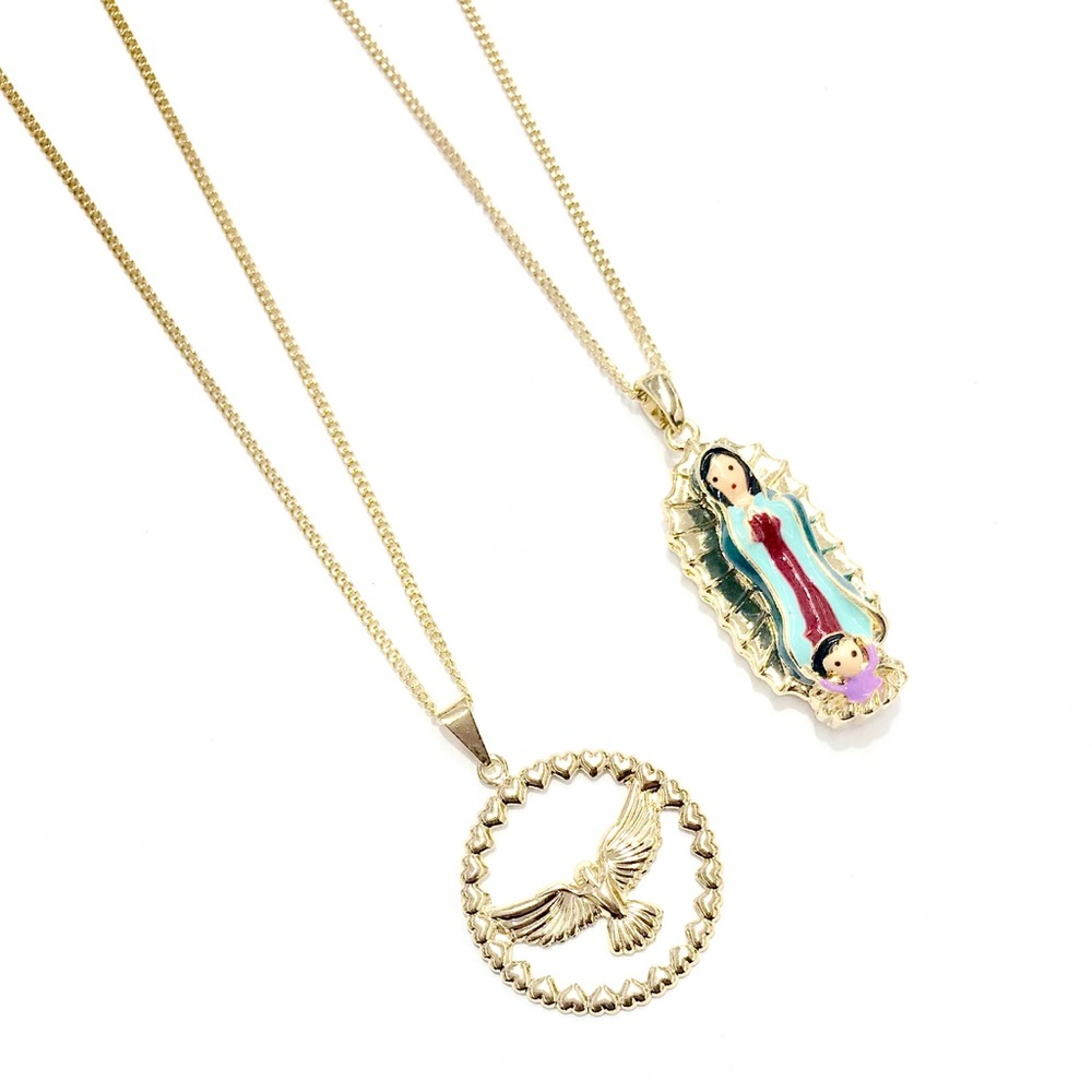 SET OF TWO NECKLACES (Holy Spirit & Guadalupe)